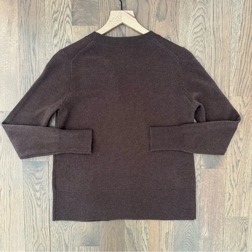 J. Crew Classic Fit Crew Neck 100% Cashmere Sweater in Rich Brown Extra Small